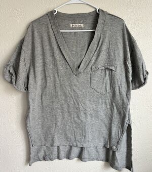 We The Free Free People Grey Keep Me Short Sleeve Top XS Cotton Blend